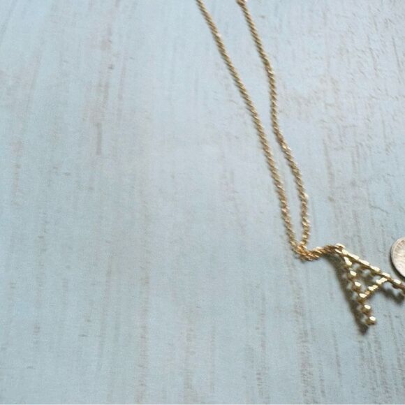 Gold Pearl Initial A Necklace - Picture 3 of 3